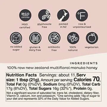 Steens Manuka Honey - MGO 85+ - Pure & Raw 100% Certified multifloral Manuka Honey - Bottled and Sealed in New Zealand - 340g