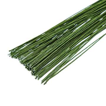 CCINEE Dark Green Floral Paper Wrapped Wire 100pcs