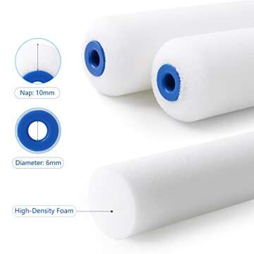 Mister Rui Foam Paint Roller, 10 pcs, 4 Inch Paint Roller, High Density Foam, Small Edge Paint Roller, 4 Inch Foam Roller for Painting, for Furniture Painting and Decorating, Corners and Detail Places