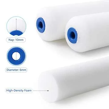 Mister Rui Foam Paint Roller, 10 pcs, 4 Inch Paint Roller, High Density Foam, Small Edge Paint Roller, 4 Inch Foam Roller for Painting, for Furniture Painting and Decorating, Corners and Detail Places