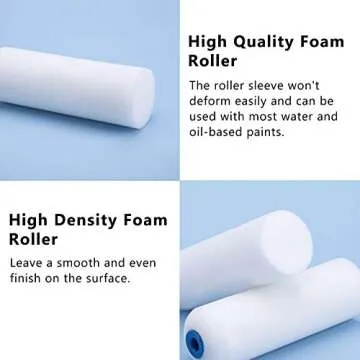 Mister Rui Foam Paint Roller, 10 pcs, 4 Inch Paint Roller, High Density Foam, Small Edge Paint Roller, 4 Inch Foam Roller for Painting, for Furniture Painting and Decorating, Corners and Detail Places