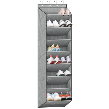 SLEEPING LAMB Over The Door Shoe Organizer for Closet with Large Deep Pockets, Narrow Shoe Rack for ...