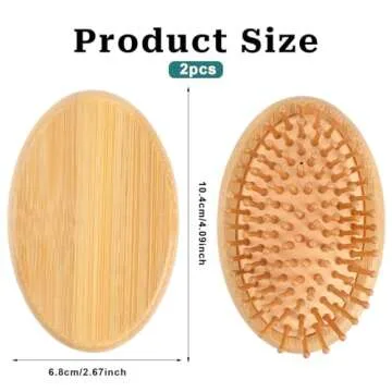 Bamboo Hair Brush Set - Eco-Friendly Scalp Massager Pack