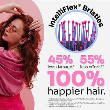 Wet Brush Thick Hair Detangling Brush, Pink - Ultra-Soft IntelliFlex Bristles Glide Through Tangles With Ease - Pain-Free Detangler for All Hair Types, Wet & Dry Hair