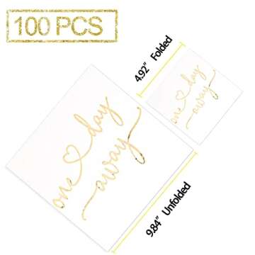 One Day Away Rehearsal Dinner Cocktail Napkins White Gold Napkins Dessert Beverage Table Decorations Wedding Party Supplies 100 Pcs, 3-ply