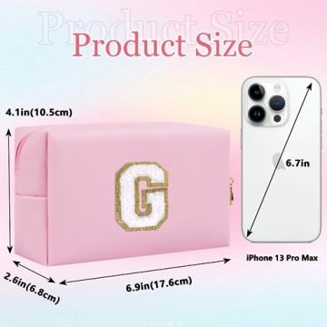 Cute Personalized Small Letter Makeup Bag - Pink PU Leather Travel Pouch