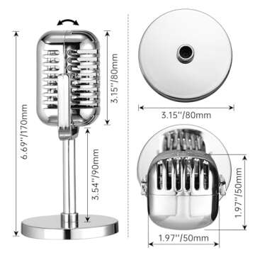 Facmogu Electroplated Vintage Microphone Prop for Parties and Role Play