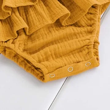 Bowanadacles Baby Girl Linen Romper - Cute Summer Outfit