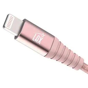 LAX Durable Braided [Apple MFi Certified] Fast Charger iPhone Lightning Cable, iPhone Cord Compatible with iPhone 14/13 /12/11 Pro Max/XS MAX/XR/XS/X/8/7/6S/6/SE/5S/iPad, iPod & More - (6FT-Rose Gold)