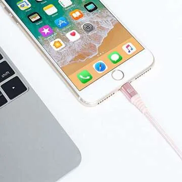 LAX Durable Braided [Apple MFi Certified] Fast Charger iPhone Lightning Cable, iPhone Cord Compatible with iPhone 14/13 /12/11 Pro Max/XS MAX/XR/XS/X/8/7/6S/6/SE/5S/iPad, iPod & More - (6FT-Rose Gold)