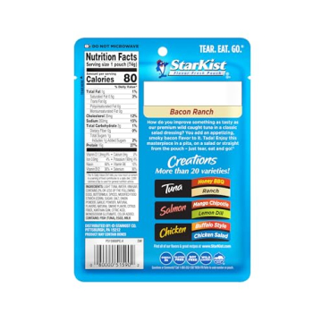 StarKist Tuna Creations Bacon Ranch, 2.6 oz Pouch - 15g Protein, Ready to Eat Tuna Snack