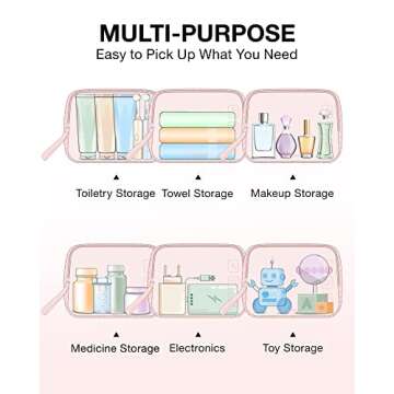 BAGSMART TSA Approved Toiletry Bag, 2 Pack Clear Makeup Cosmetic Bag Organizer, Quart Size Travel Bag for Toiletries, Carry-on Travel Accessories Essentials - Pink