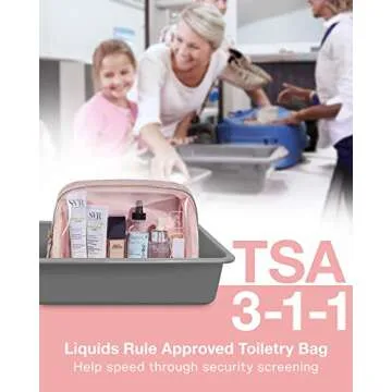 BAGSMART TSA Approved Toiletry Bag, 2 Pack Clear Makeup Cosmetic Bag Organizer, Quart Size Travel Bag for Toiletries, Carry-on Travel Accessories Essentials - Pink
