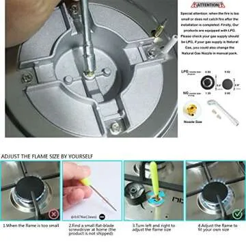 Gas Cooktop 2 Burners, Gas Stove, 12 Inches Portable Stainless Steel Built-in Gas Hob LPG/NG Dual Fuel Easy to Clean for RVs, Apartments, Outdoor