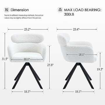 Zesthouse Modern Office Desk Chair No Wheels, White Vanity Chair for Girls Women, Upholstered Sherpa...