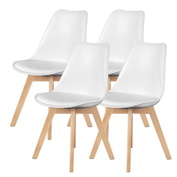 Stylish Mid Century Dining Chairs Set of 4 in White