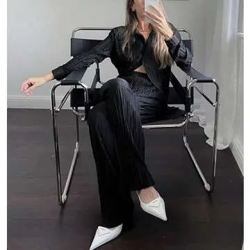 Women 2 Piece Linen Pants Set Summer Casual Outfits Long Sleeve Button Down Shirt High Waist Pants Loungewear Streetwear