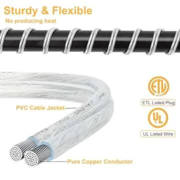 Haultop 2 Pack Clear Extension Cord with UL-Certified, 10 Feet Male to Female Extension Cords, 2 Pro...