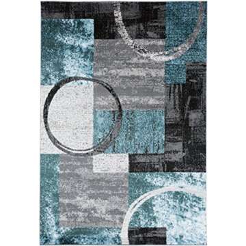 Rugshop Contemporary Abstract Circle Design Soft Area Rug 5'3" x 7'3" Gray