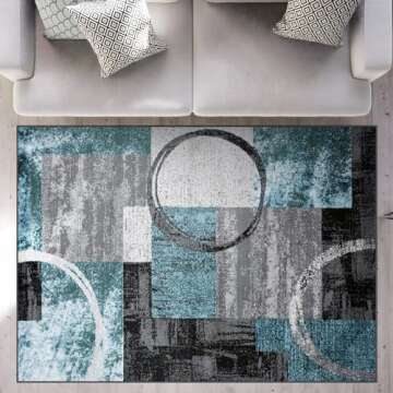 Rugshop Contemporary Abstract Circle Design Soft Area Rug 5'3" x 7'3" Gray