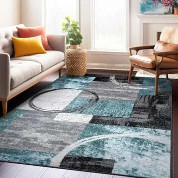 Rugshop Contemporary Abstract Circle Area Rug 5'3" x 7'3"