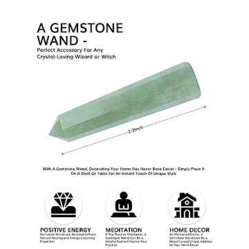 Green Jade Crystal - Healing Crystal Wands - Energy Stones and Crystals - Stone Wand - Green Jade Ge...