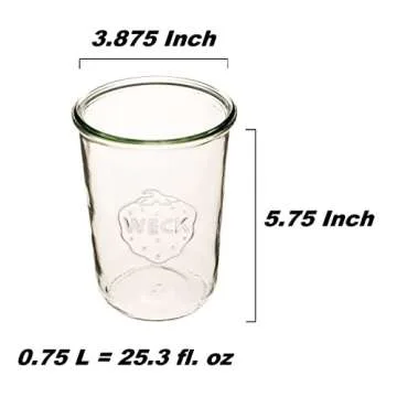 Weck Canning Jars 743-28.7 fl. oz - Airtight Glass Food Storage Set of 4