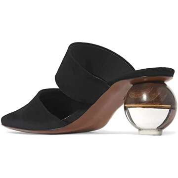 Axellion Mule Slipper for Women, Abnormal Heel Sandals Round Toe Mule Shoes Spherical Sandal Slides for Party Evening