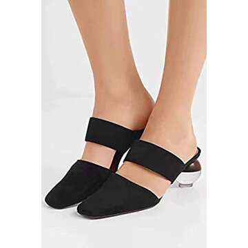 Axellion Mule Slipper for Women, Abnormal Heel Sandals Round Toe Mule Shoes Spherical Sandal Slides for Party Evening