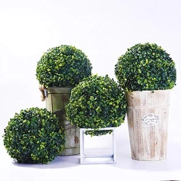 Tifuly 4pcs Artificial Boxwood Topiary Balls for Decor