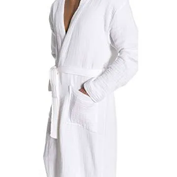 ORMES Muslin Unisex Bathrobe Women & Men, Turkish 100% Cotton Kimono Lightweight Robe | Long Robes S...