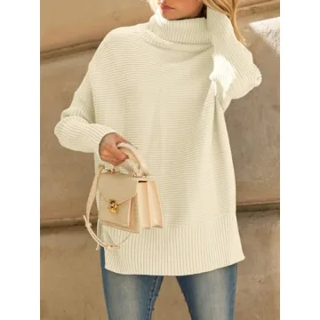 Stylish LILLUSORY Turtleneck Oversized Tunic Sweater