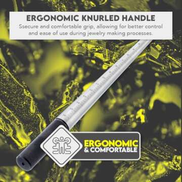 SE 13-Inch Polished Steel Ring Mandrel - Marked 1 to 16 US Sizes, Ungrooved, with Knurled Handle for Jewelry Making and Sizing - JT-SP2