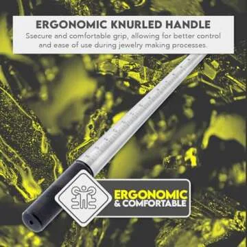 SE 13-Inch Polished Steel Ring Mandrel - Marked 1 to 16 US Sizes, Ungrooved, with Knurled Handle for Jewelry Making and Sizing - JT-SP2
