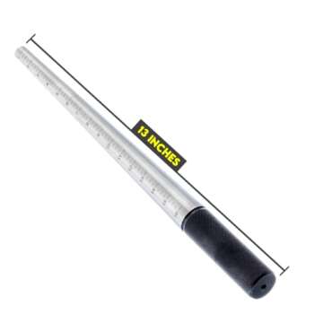 SE 13-Inch Polished Steel Ring Mandrel - Marked 1 to 16 US Sizes, Ungrooved, with Knurled Handle for Jewelry Making and Sizing - JT-SP2