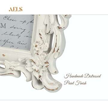 AELS 5x7 Inch Vintage Picture Frame, Elegant Antique Photo Frames with Glass Front, Photo Display, Tabletop Wall Hanging, Gift Ideas, White Waves