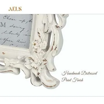 AELS 5x7 Inch Vintage Picture Frame, Elegant Antique Photo Frames with Glass Front, Photo Display, Tabletop Wall Hanging, Gift Ideas, White Waves