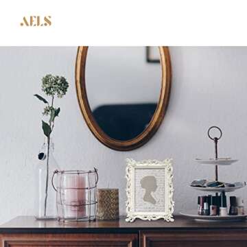 AELS 5x7 Inch Vintage Picture Frame, Elegant Antique Photo Frames with Glass Front, Photo Display, Tabletop Wall Hanging, Gift Ideas, White Waves
