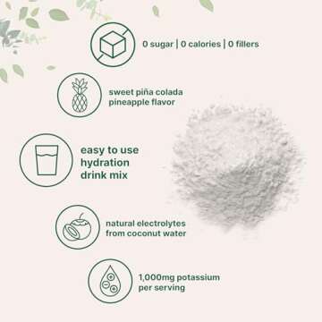 Micro Ingredients Hydration Electrolyte Powder, 2lbs (139 Servings) | Keto & No Sugar – High Potassium (1,000mg) with Tropical Piña Colada Flavor & Natural Coconut Water | Non-GMO