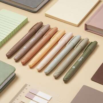 BLIEVE - Gel Highlighters, Bible Highlighters No Bleed, Cute Bible Journaling School Supplies, 8 Pack Assorted Colors, Study Gel Highlighters Set And Bible Accessories (Earthy)