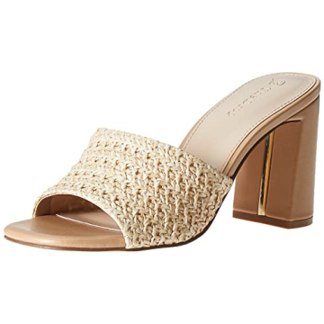 The Drop Women's Pattie High Block Heeled Mule Sandal, Raffia, 8