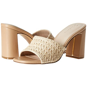 The Drop Women's Pattie High Block Heeled Mule Sandal, Raffia, 8