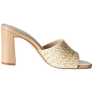 The Drop Women's Pattie High Block Heeled Mule Sandal, Raffia, 8