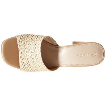 The Drop Women's Pattie High Block Heeled Mule Sandal, Raffia, 8