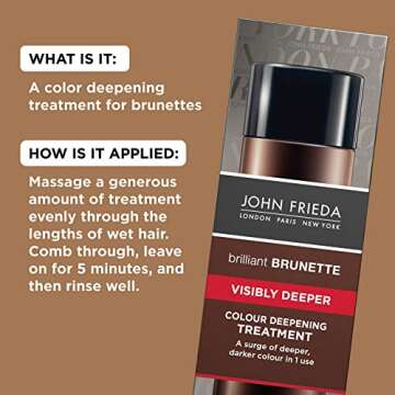 John Frieda Brilliant Brunette Visibly Deeper Color Deepening Treatment, for Cocoa Infused, Darker Color, 4 Ounce, with Evening Primrose Oil