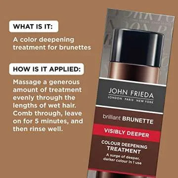John Frieda Brilliant Brunette Visibly Deeper Color Deepening Treatment, for Cocoa Infused, Darker Color, 4 Ounce, with Evening Primrose Oil