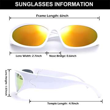 GUVIVI Wrap Around Fashion Sunglasses for Men Women 2 Pack Swift Oval Gold Sunglasses Futuristic Shades Glasses Eyeglasses