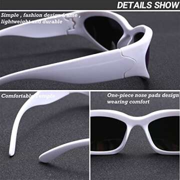 GUVIVI Wrap Around Fashion Sunglasses for Men Women 2 Pack Swift Oval Gold Sunglasses Futuristic Shades Glasses Eyeglasses