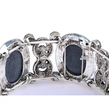 Alilang Stretchy Antique Silvery Tone Clear Crystal Rhinestones Victorian Cameo Lady Bangle Bracelet