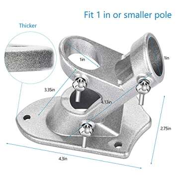 Flag Pole Holder for Outside House, Heavy Duty Flag Pole Mounting Bracket, Aluminum Metal Flagpole Mount with Stainless Hardware for Outdoor, Strong and Rust Proof, 1" Inner Diameter (Silver-1Pack)
